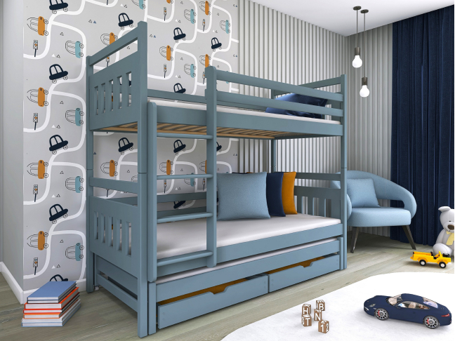 Trivietė vaikiška lova su stalčiais SEWERYN 80x180 3