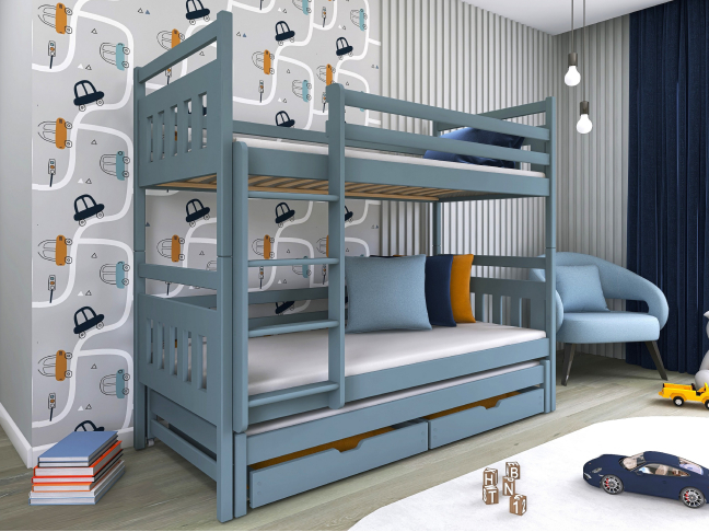 Trivietė vaikiška lova su stalčiais SEWERYN 80x200 3 Trivietė vaikiška lova su stalčiais SEWERYN 80x200 3