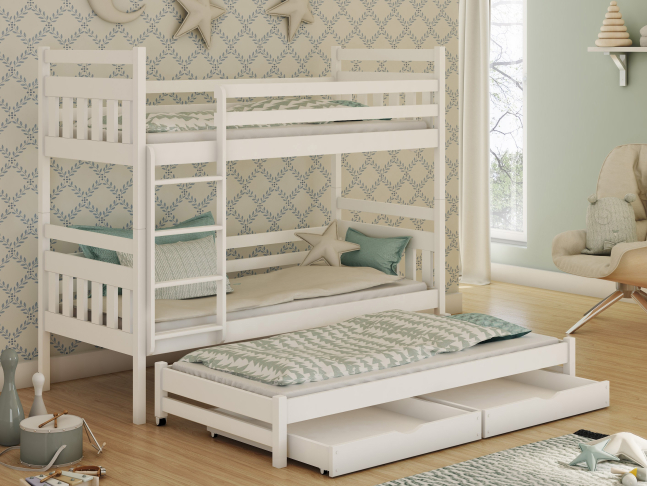 Trivietė vaikiška lova su stalčiais SEWERYN 80x200