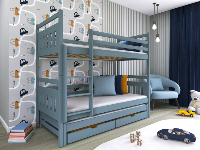 Trivietė vaikiška lova su stalčiais SEWERYN 90x190 3