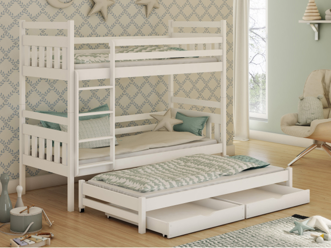 Trivietė vaikiška lova su stalčiais SEWERYN 90x200 Trivietė vaikiška lova su stalčiais SEWERYN 90x200