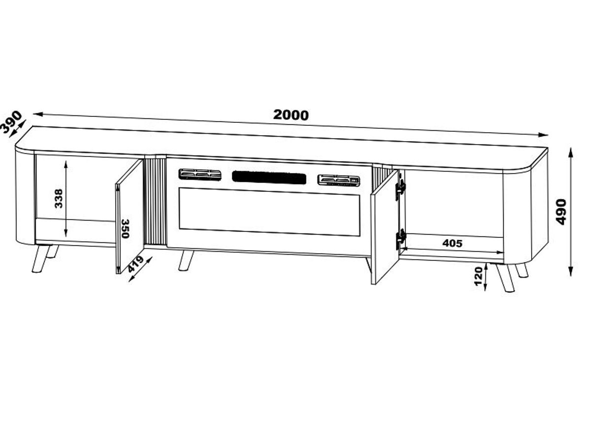 TV Staliukas ABI 200 su elektriniu židiniu 5 TV Staliukas ABI 200 su elektriniu židiniu 5