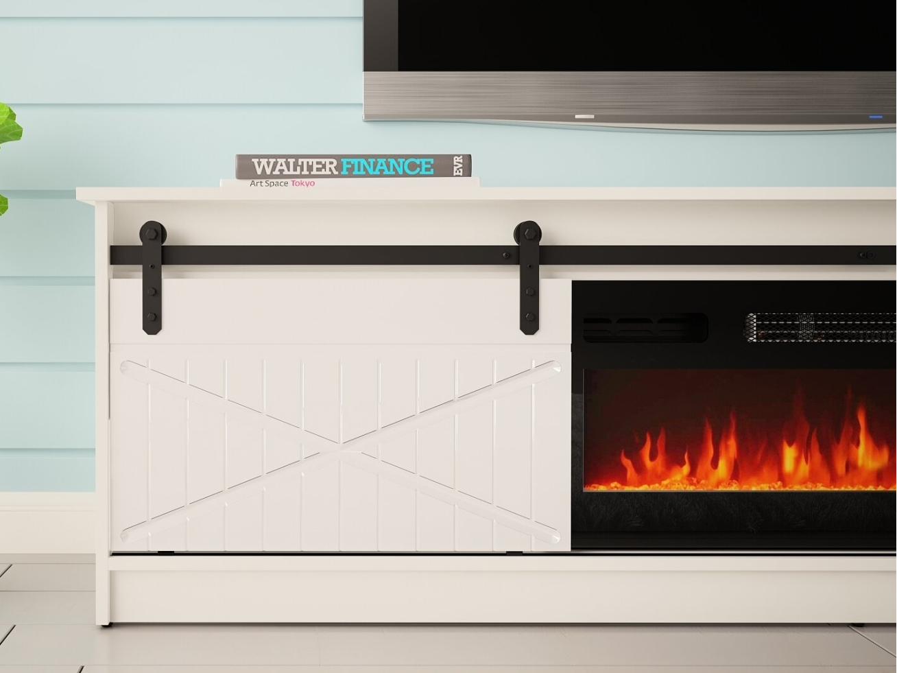 TV Staliukas GRANERO su elektriniu židiniu 2 TV Staliukas GRANERO su elektriniu židiniu 2