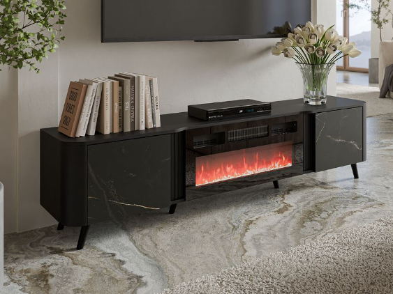 TV Staliukas VOLARE EF 200 su elektriniu židiniu TV Staliukas VOLARE EF 200 su elektriniu židiniu