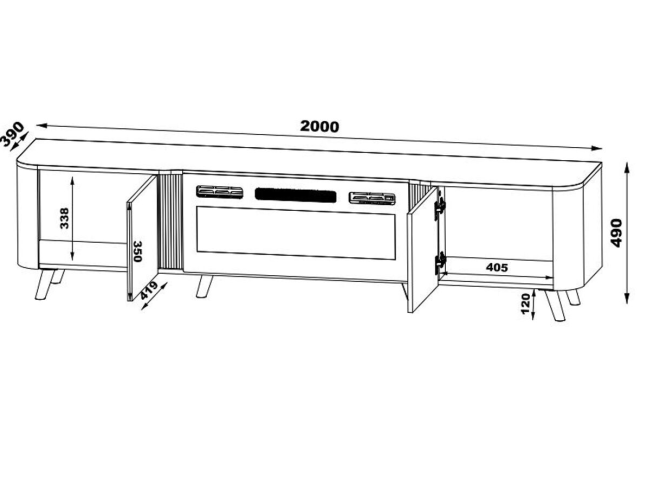 TV Staliukas ABI 200 su elektriniu židiniu 5 TV Staliukas ABI 200 su elektriniu židiniu 5