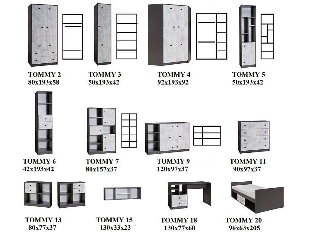 Vaikų kambario komplektas TOMMY 21 9 Vaikų kambario komplektas TOMMY 21 9
