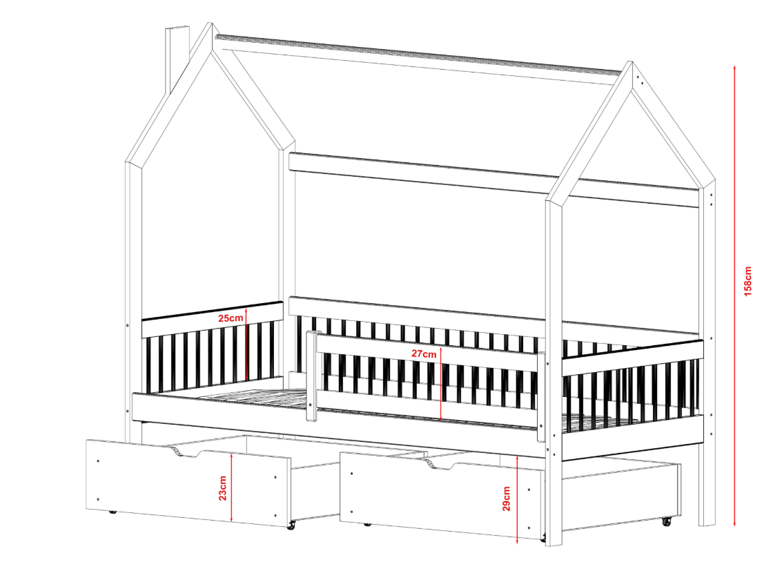 Vaikiška lova su stalčiais OSKAR 80x180 3 Vaikiška lova su stalčiais OSKAR 80x180 3
