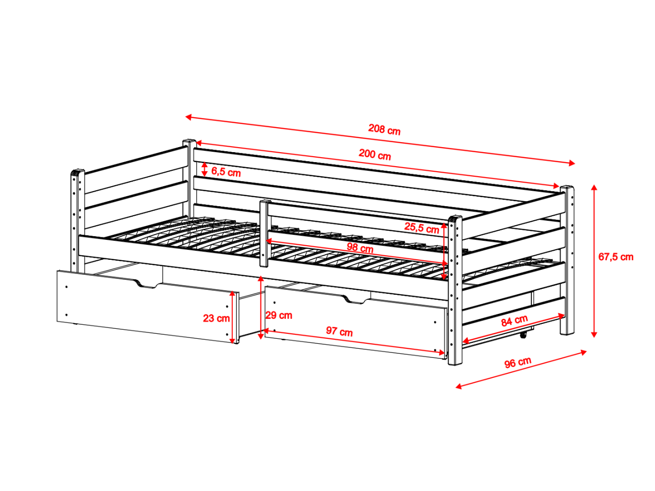 Vaikiška lova su stalčiais LEON 90x200 2 Vaikiška lova su stalčiais LEON 90x200 2