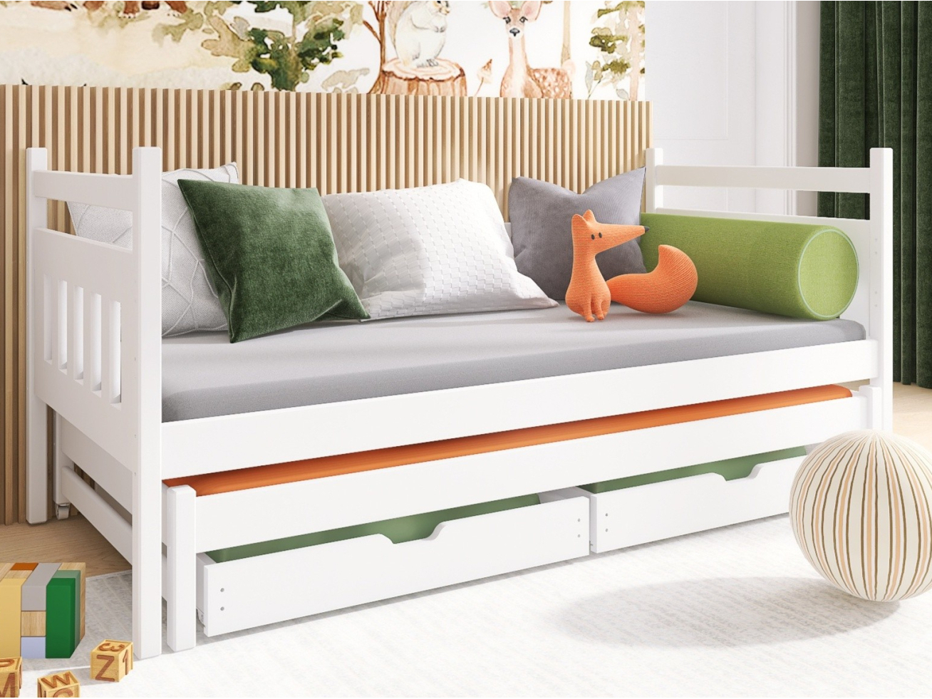 Dvigulė vaikiška lova su stalčiais DANIEL 90x190 2