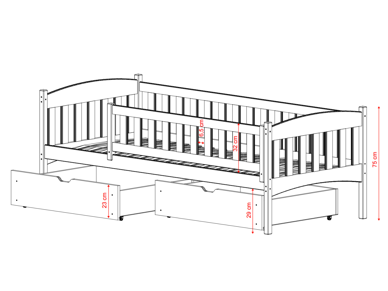 Vaikiška lova su stalčiais GUCIO 80x160 21 Vaikiška lova su stalčiais GUCIO 80x160 21