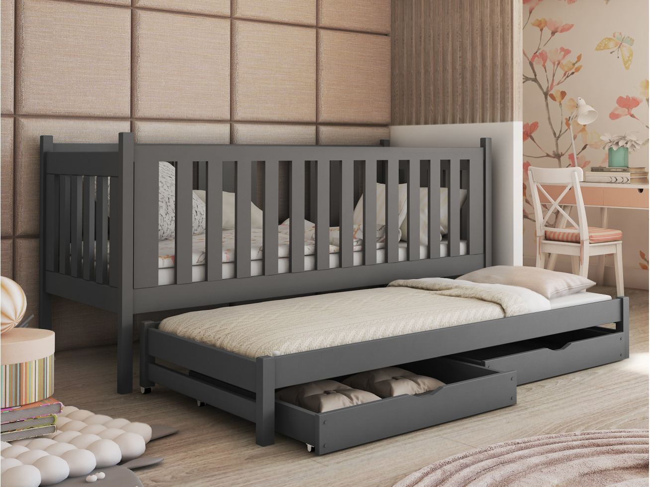 Dvigulė vaikiška lova su stalčiais KAJA 90x200 1 Dvigulė vaikiška lova su stalčiais KAJA 90x200 1