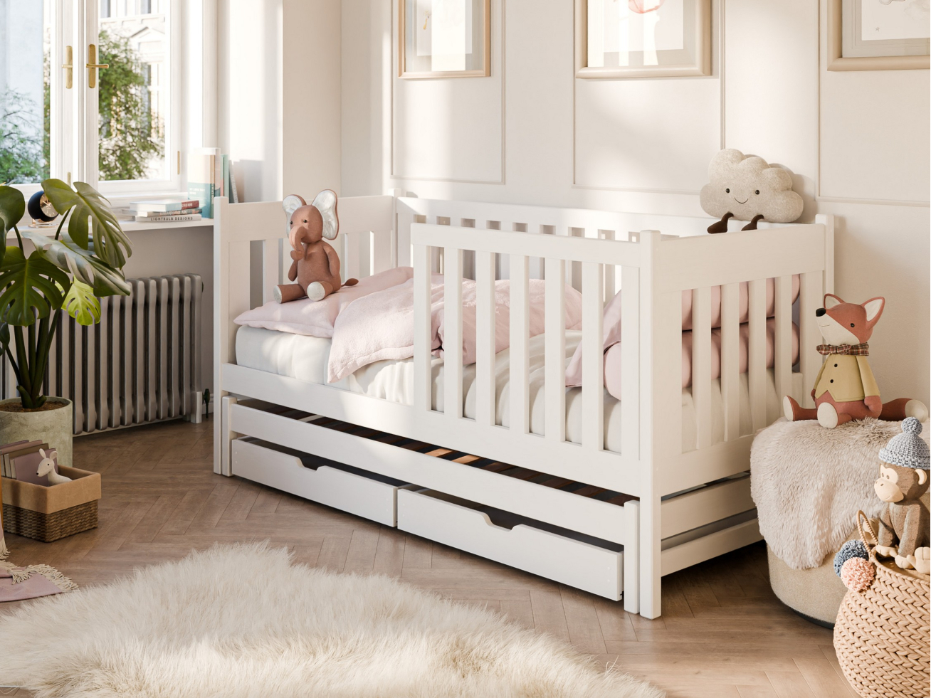 Dvigulė vaikiška lova su stalčiais KAJA 90x200 5