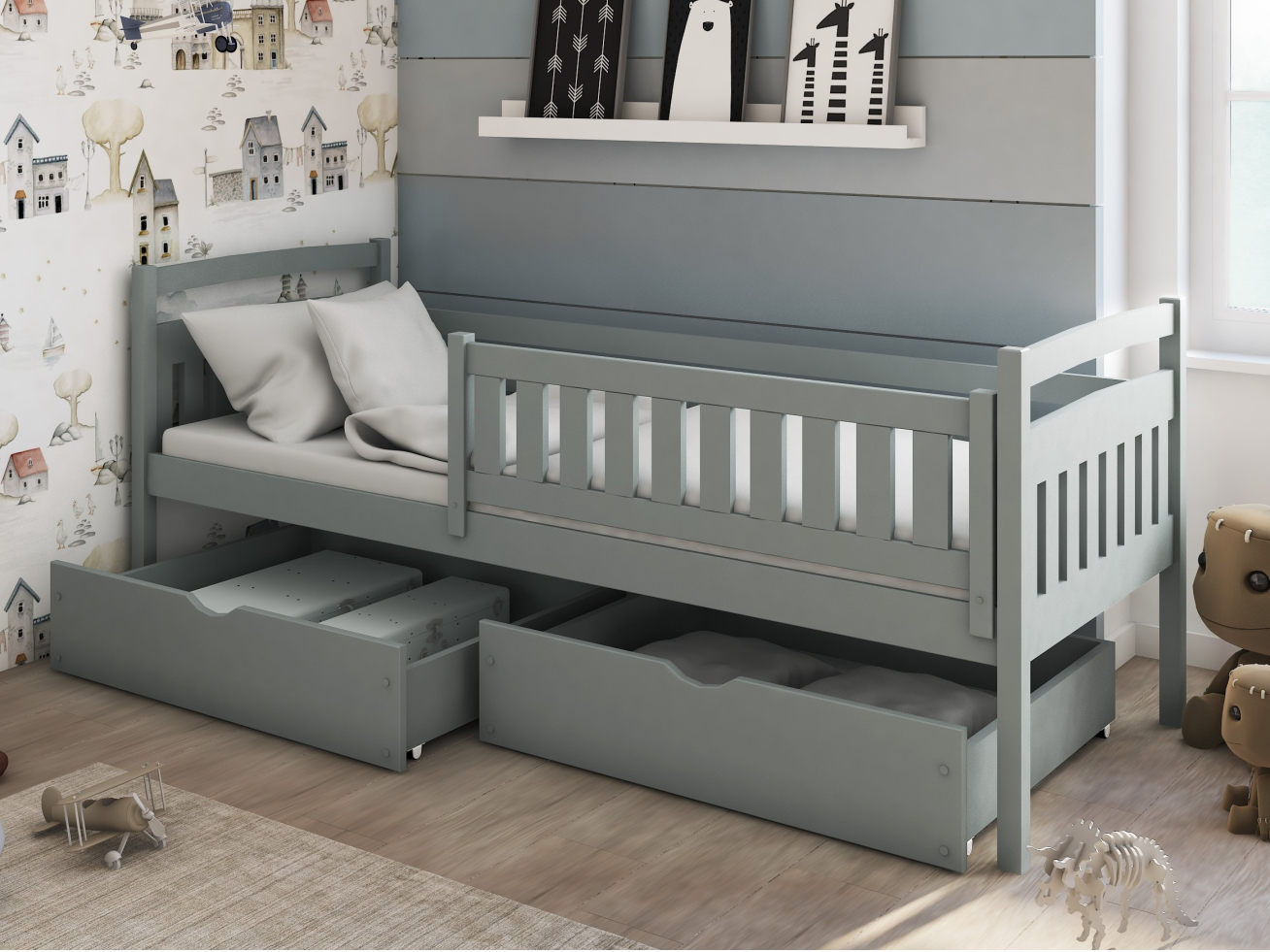 Vaikiška lova su stalčiais TERRY 80x200 2 Vaikiška lova su stalčiais TERRY 80x200 2