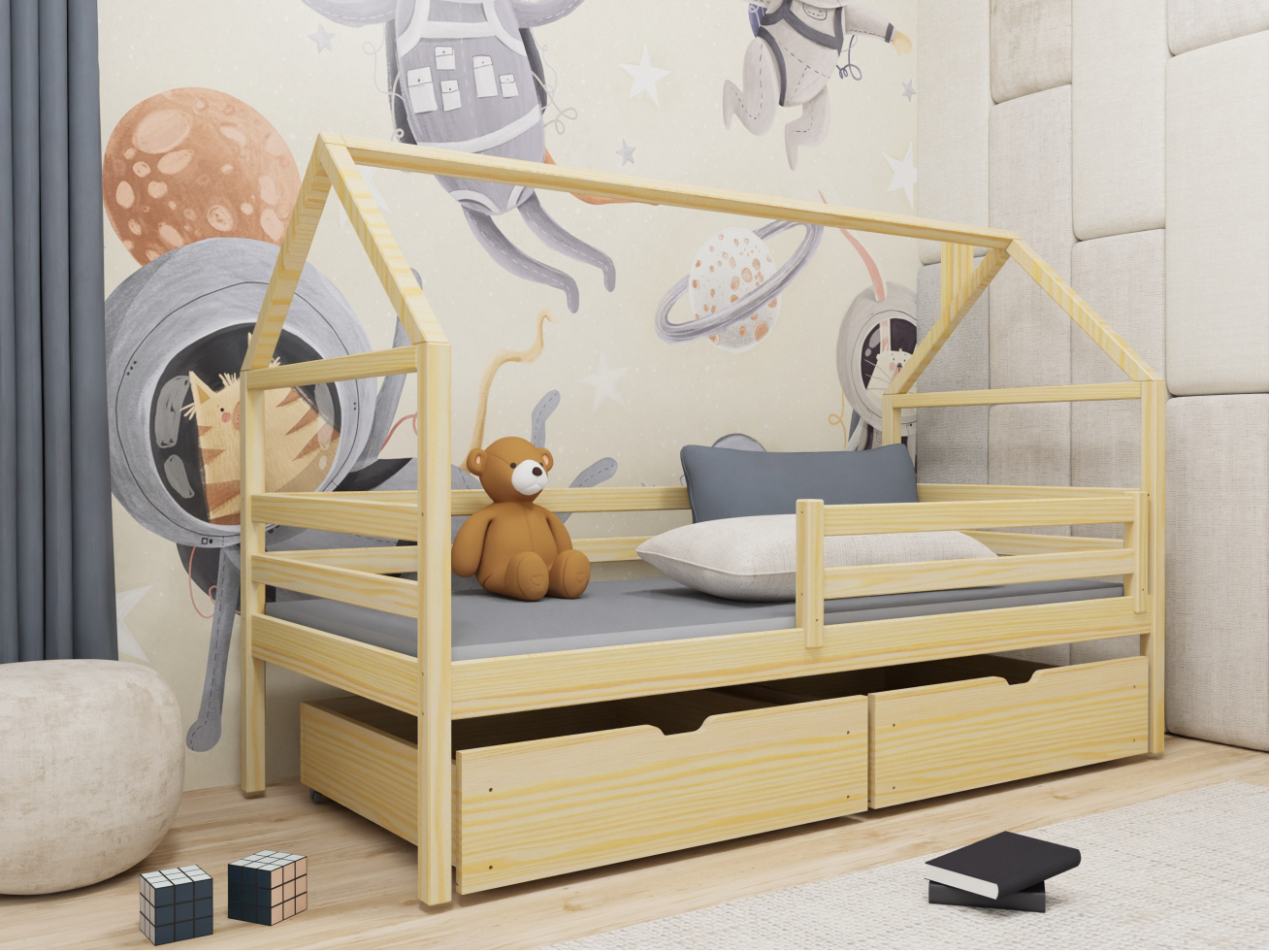 Vaikiška lova su stalčiais ARON 80x160 2 Vaikiška lova su stalčiais ARON 80x160 2