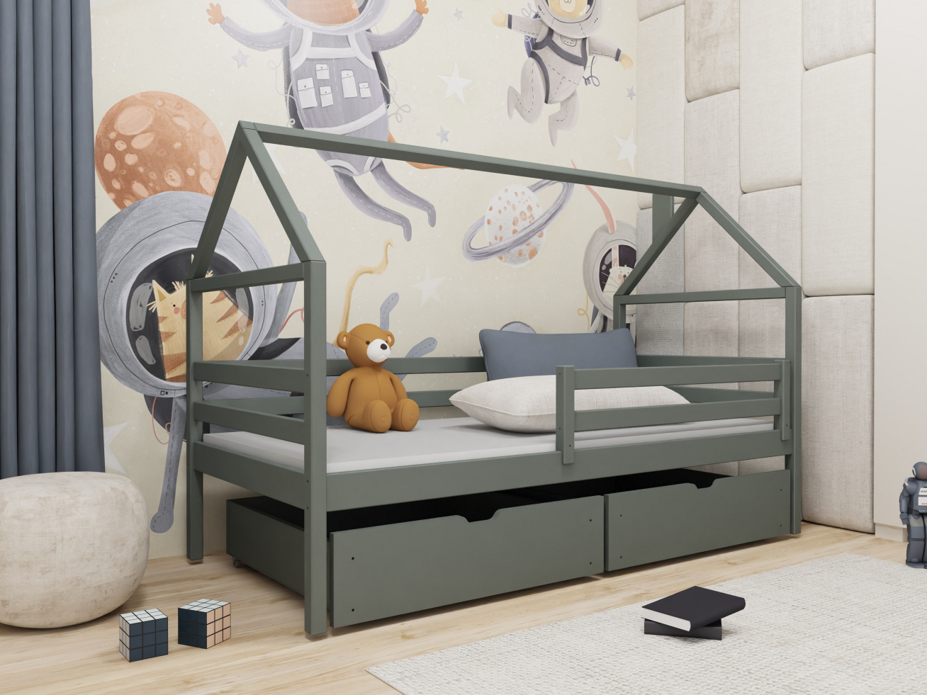 Vaikiška lova su stalčiais ARON 80x200 Vaikiška lova su stalčiais ARON 80x200