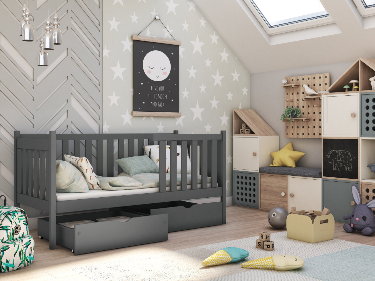 Vaikiška lova su stalčiais ALICJA 80x160