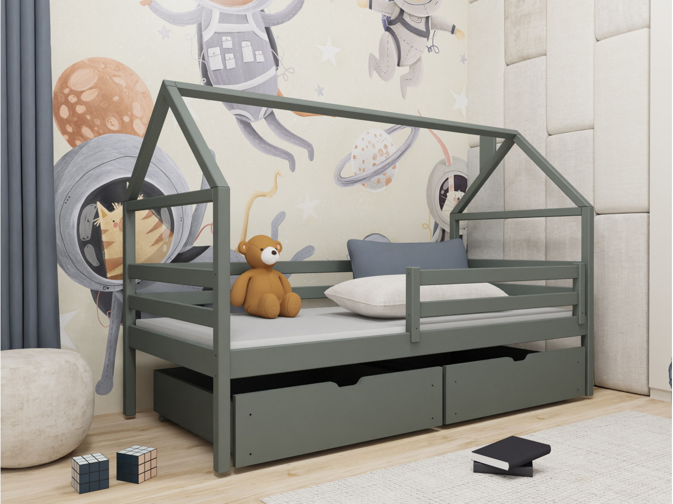 Vaikiška lova su stalčiais ARON 80x180 1 Vaikiška lova su stalčiais ARON 80x180 1