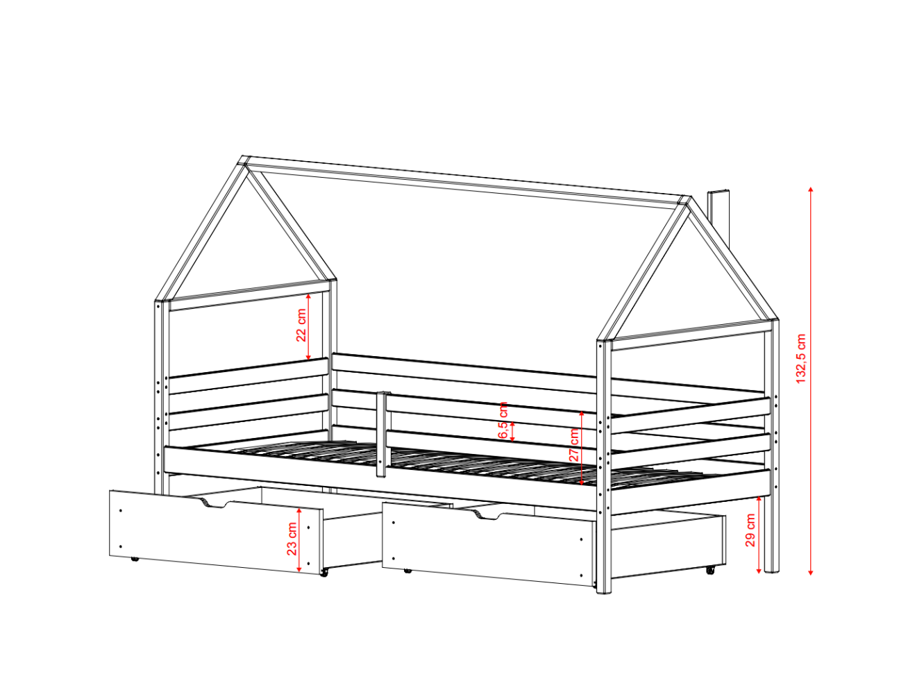 Vaikiška lova su stalčiais ARON 80x180 6 Vaikiška lova su stalčiais ARON 80x180 6