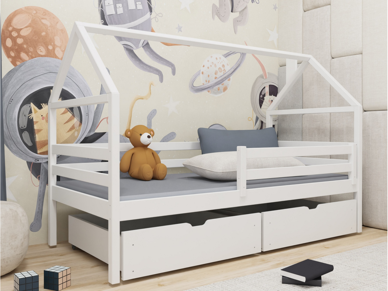 Vaikiška lova su stalčiais ARON 90x200 Vaikiška lova su stalčiais ARON 90x200