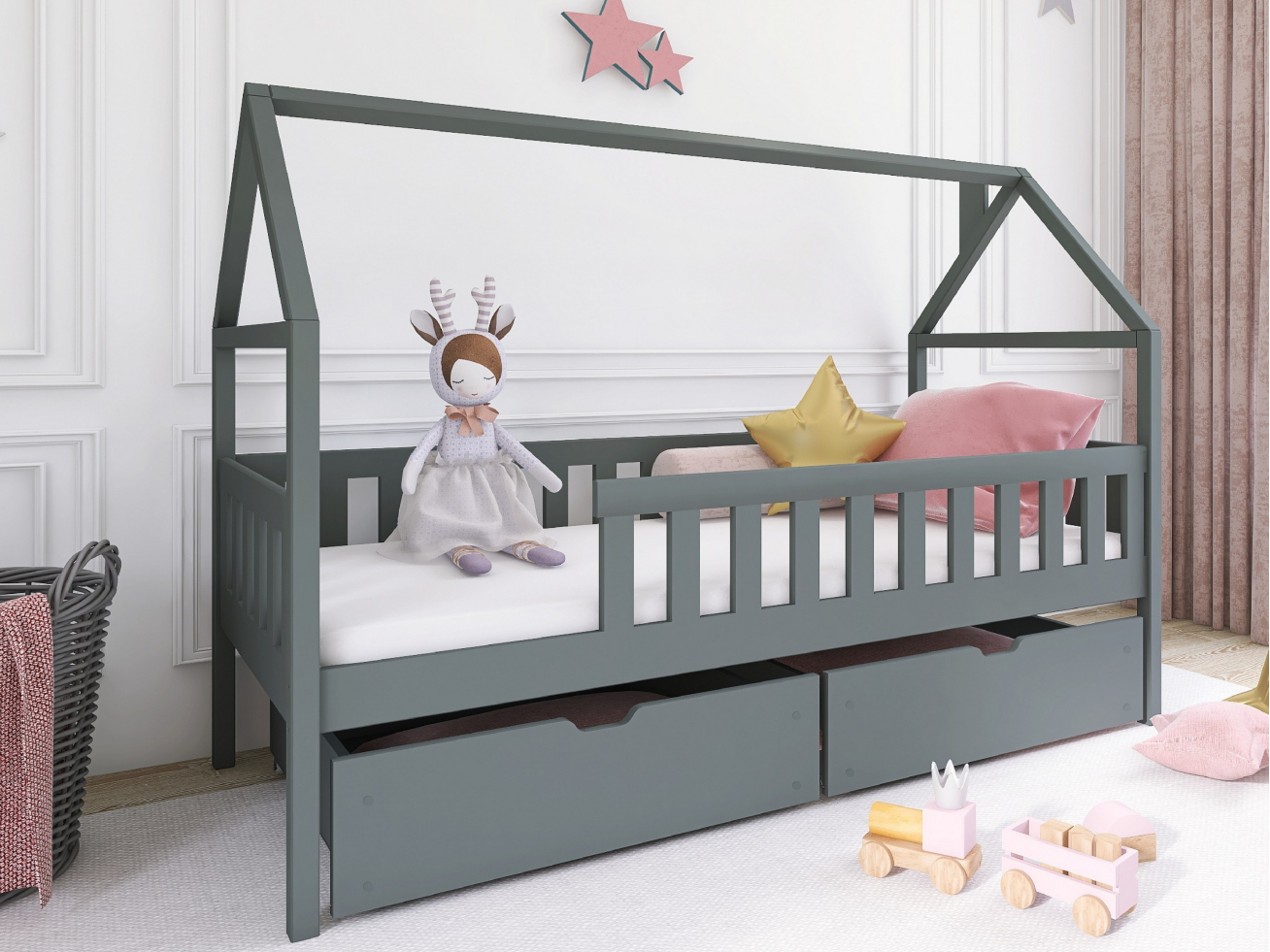 Vaikiška lova su stalčiais DOMI 80x160 1