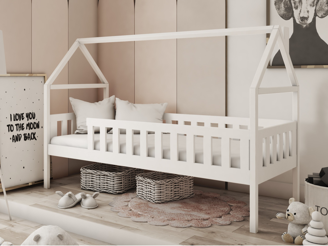 Vaikiška lova su stalčiais DOMI 80x180 2 Vaikiška lova su stalčiais DOMI 80x180 2