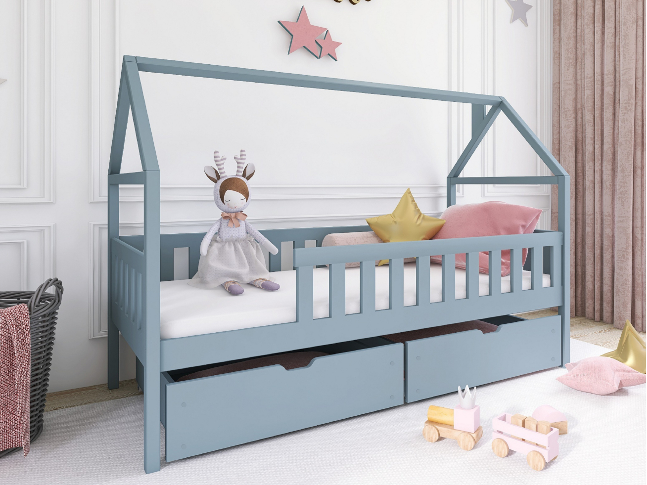 Vaikiška lova su stalčiais DOMI 90x190 3