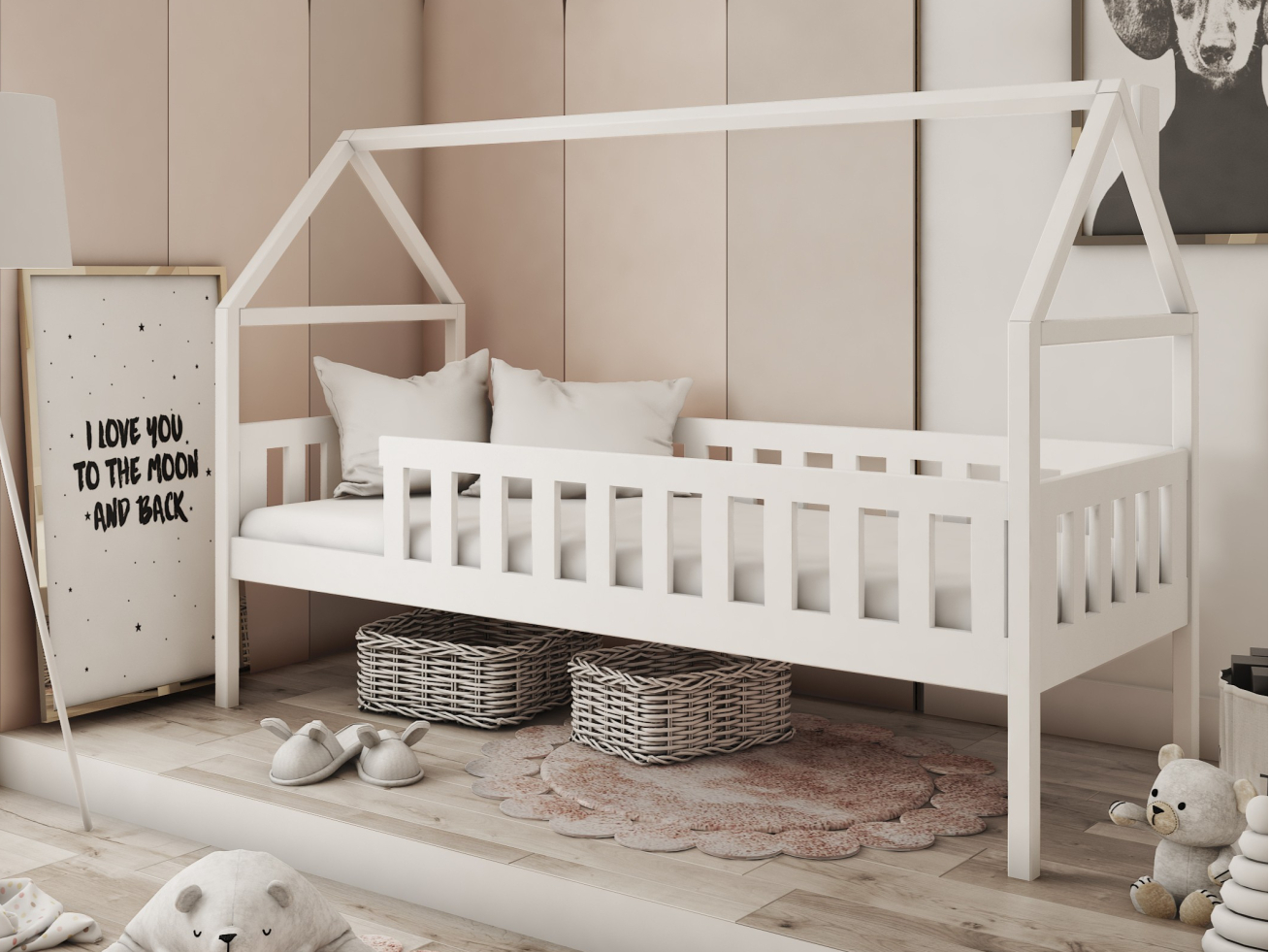 Vaikiška lova su stalčiais DOMI 90x200 1 Vaikiška lova su stalčiais DOMI 90x200 1