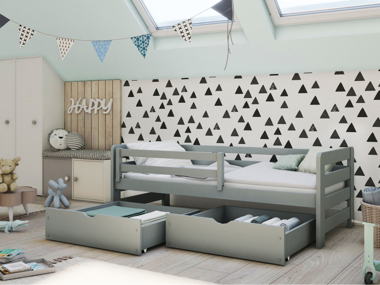 Vaikiška lova su stalčiais ERGO 80x180 3 Vaikiška lova su stalčiais ERGO 80x180 3