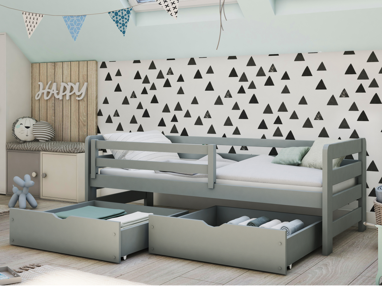 Vaikiška lova su stalčiais ERGO 90x190 3 Vaikiška lova su stalčiais ERGO 90x190 3