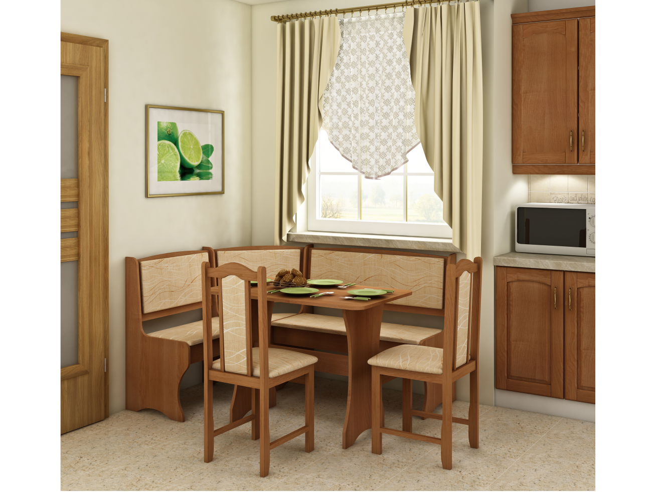 Valgomojo kampinis komplektas su kėdėmis A 1 Valgomojo kampinis komplektas su kėdėmis A 1