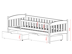 Vaikiška lova su stalčiais GUCIO 80x180