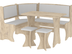 Valgomojo kampinis komplektas su taburetėmis