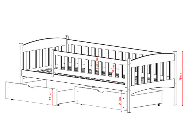 Vaikiška lova su stalčiais GUCIO 80x160 21 Vaikiška lova su stalčiais GUCIO 80x160 21