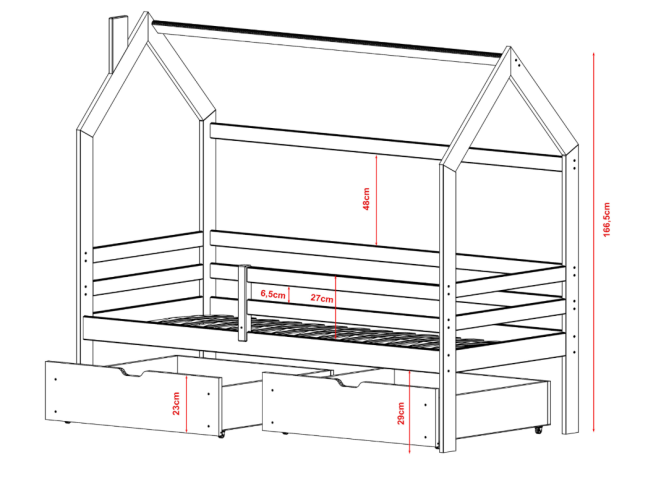 Vaikiška lova su stalčiais LILA 90x190 2 Vaikiška lova su stalčiais LILA 90x190 2