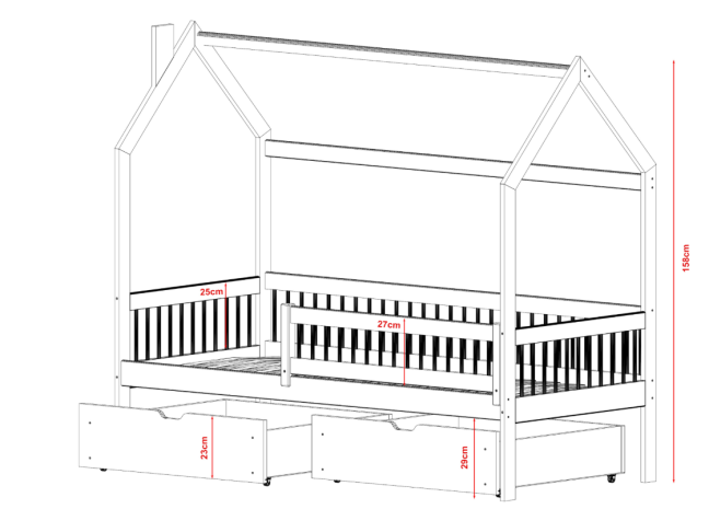 Vaikiška lova su stalčiais OSKAR 80x180 3