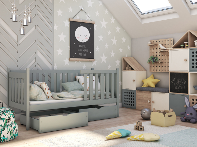 Vaikiška lova su stalčiais ALICJA 80x180 2 Vaikiška lova su stalčiais ALICJA 80x180 2