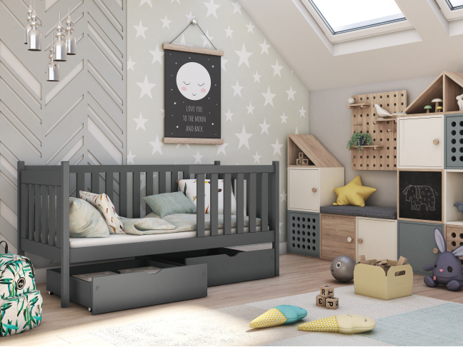 Vaikiška lova su stalčiais ALICJA 90x190 Vaikiška lova su stalčiais ALICJA 90x190