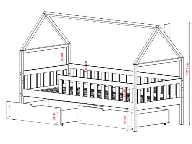 Vaikiška lova su stalčiais DOMI 80x180 4 Vaikiška lova su stalčiais DOMI 80x180 4