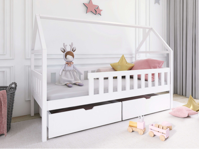 Vaikiška lova su stalčiais DOMI 80x200 Vaikiška lova su stalčiais DOMI 80x200