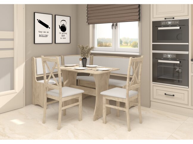 Valgomojo kampinis komplektas su kėdėmis D 1 Valgomojo kampinis komplektas su kėdėmis D 1