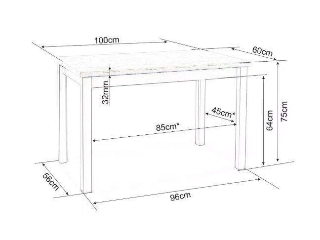 Valgomojo stalas ADAM 100x60 6 Valgomojo stalas ADAM 100x60 6