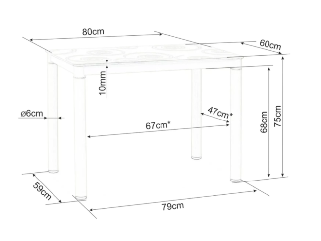Stiklinis valgomojo stalas DAMAR 80x60 2 Stiklinis valgomojo stalas DAMAR 80x60 2