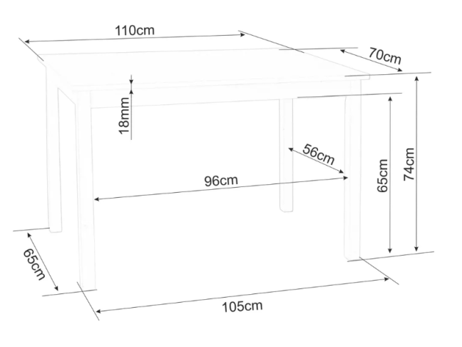 Valgomojo stalas FIORD 110x70 3
