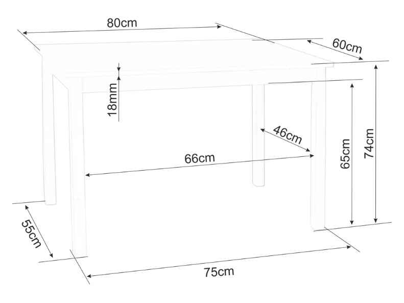 Valgomojo stalas FIORD 80x60 3 Valgomojo stalas FIORD 80x60 3
