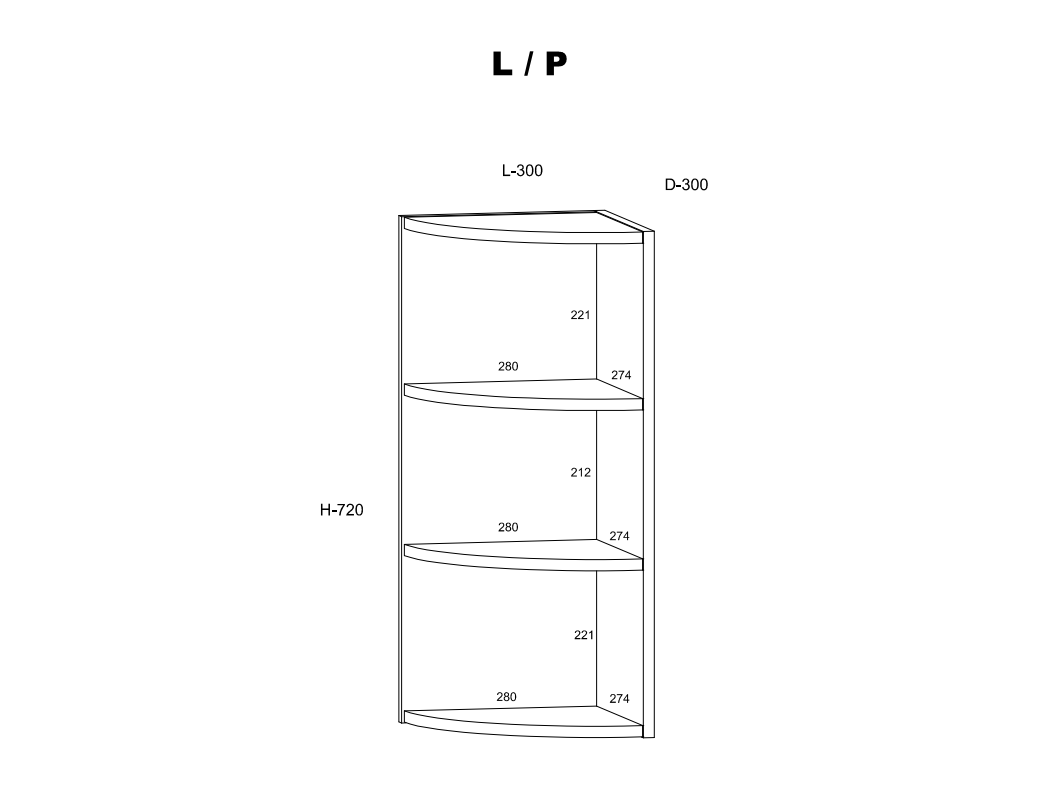 Viršutinė virtuvinė lentyna ROD-12 W-30OZ 1