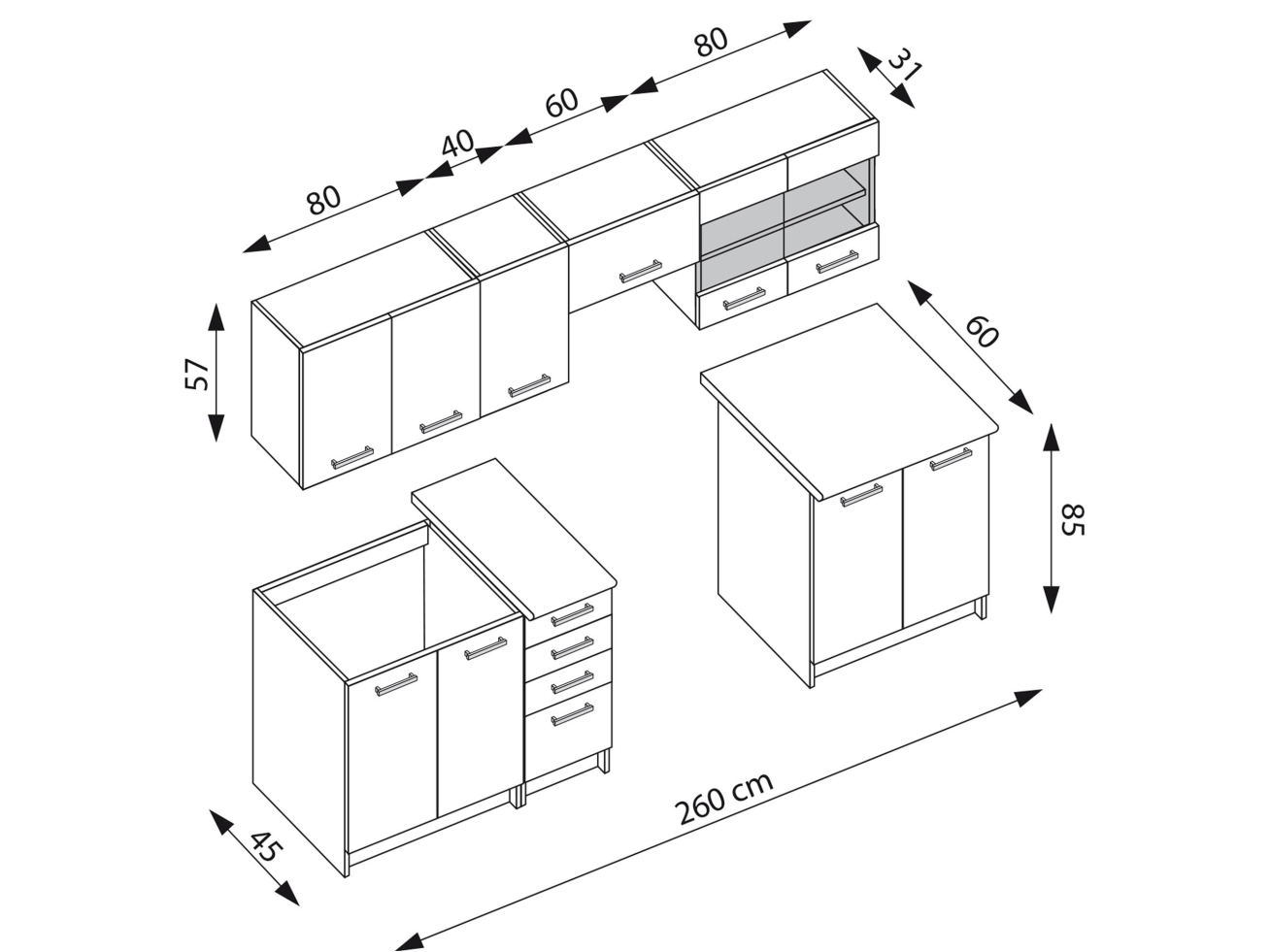 Virtuvės komplektas AMANDA 2 260 3