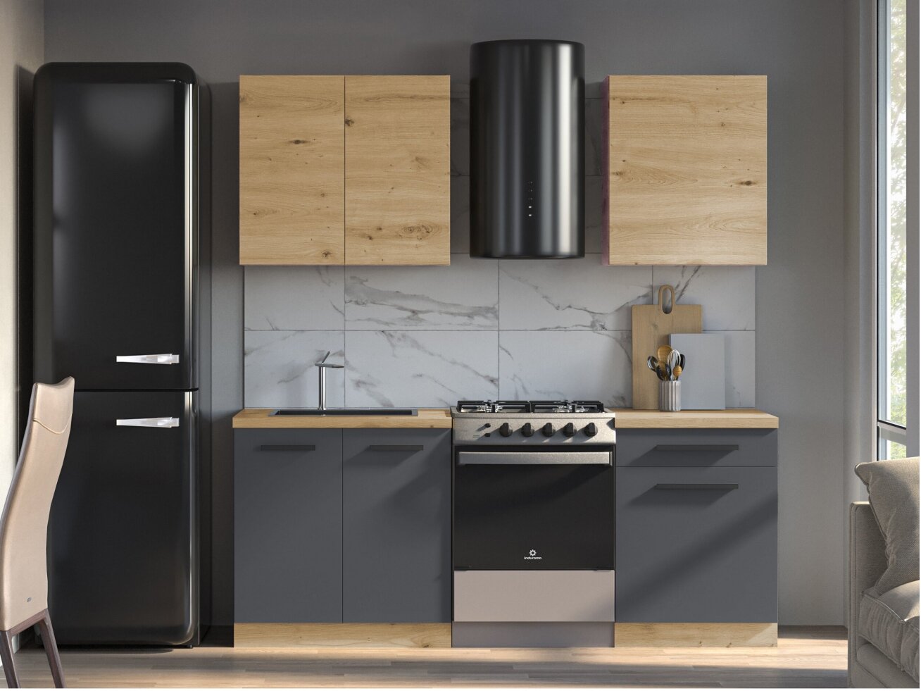 Virtuvės komplektas LANGEN Wood Grey 200 Virtuvės komplektas LANGEN Wood Grey 200