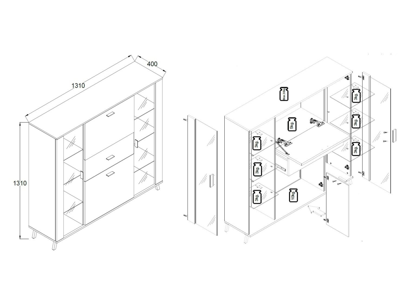 Vitrina JOHN II REG 3 1