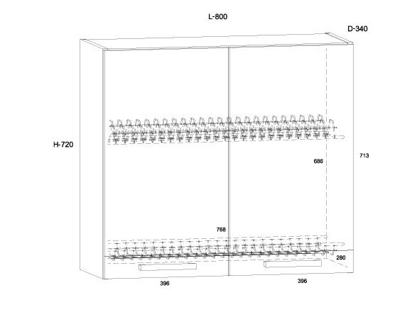 Viršutinė spintelė KOR-20 W80-S 4 Viršutinė spintelė KOR-20 W80-S 4