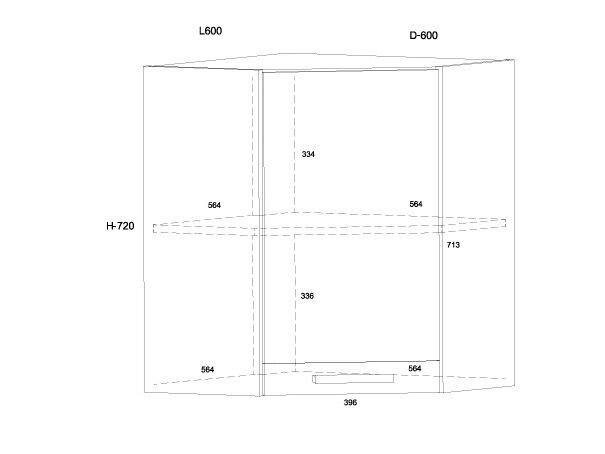 Viršutinė kampinė spintelė KOR-15 W60-N 3